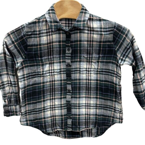 Madewell Flannel Shirt‎ Womens Medium Blue Tartan Plaid Button Front Top - Picture 2 of 7